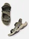 Men Olive Green Snake Skin Print Sports Sandals