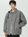 Men Spread Collar Solid Casual Windcheater Jacket
