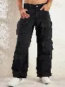Men Super Relaxed Fit Clean Look Mid-Rise Stretchable Cargo Jeans
