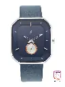 Men Blue Brass Printed Dial & Blue Leather Straps Analogue Watch