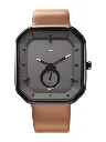 Men Brass Dial & Leather Straps Analogue Watch 3272NL02