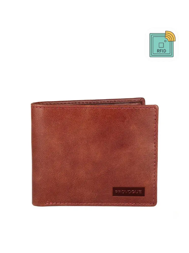 Men Maroon Textured Leather Two Fold Wallet