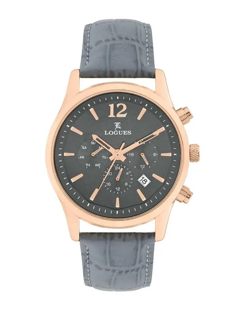 Men Brass Dial & Leather Textured Straps Analogue Watch G 1975 WL-27