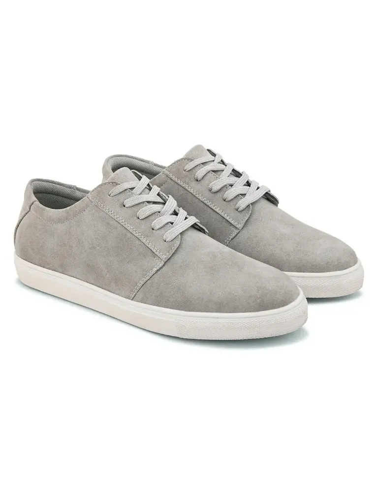Men Light Grey Round Toe Massage Footbed Memory Foam Sneakers