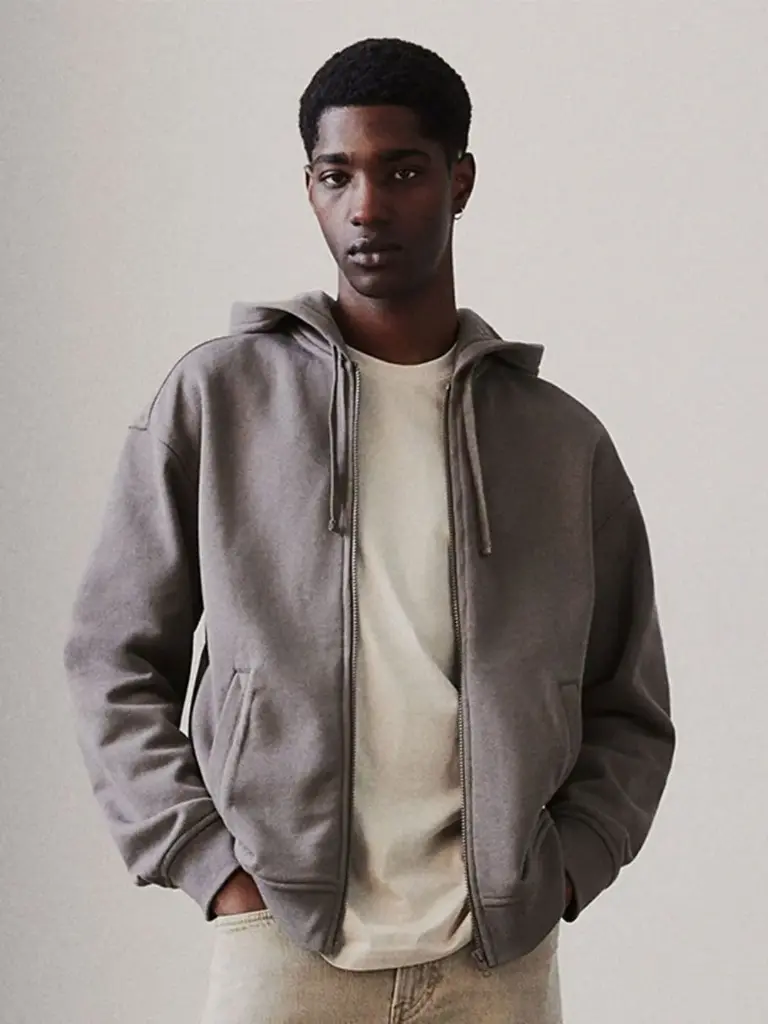 Loose Fit Zip-Through Hoodie