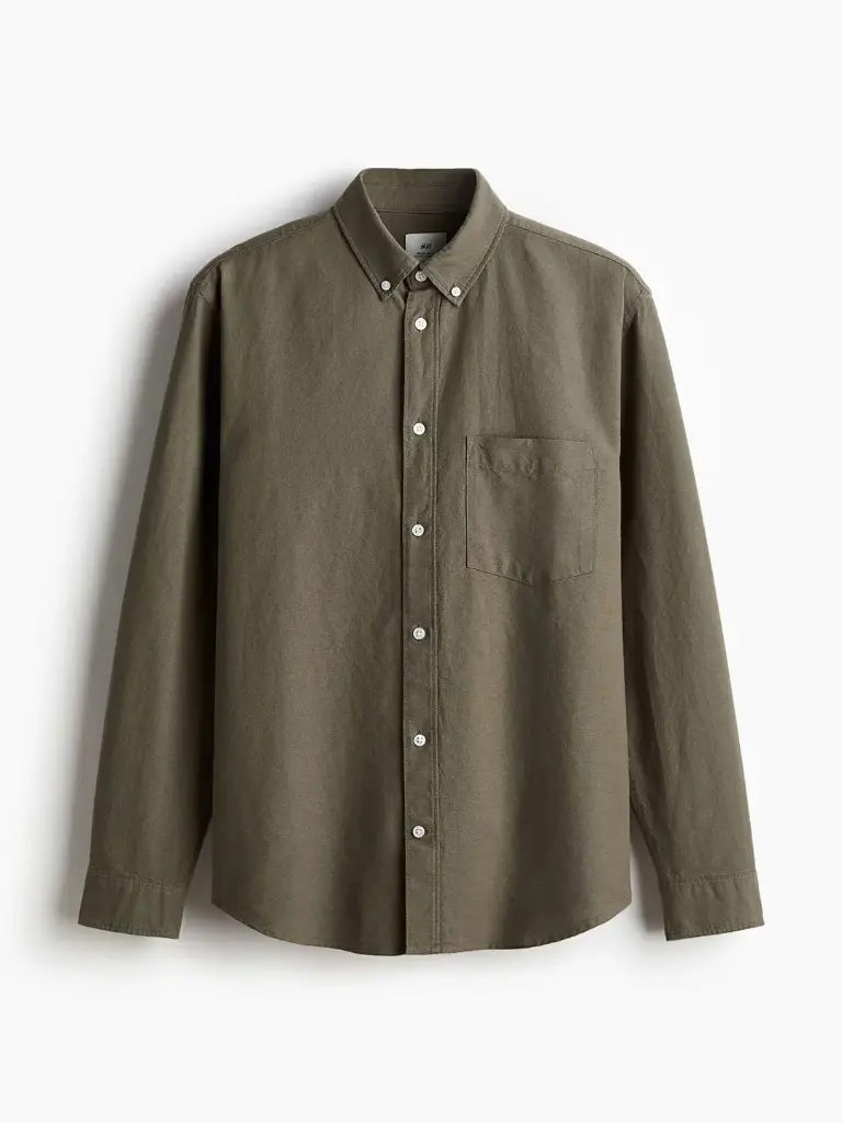 Men Pure Cotton Regular Fit Spread Collar Oxford Shirt