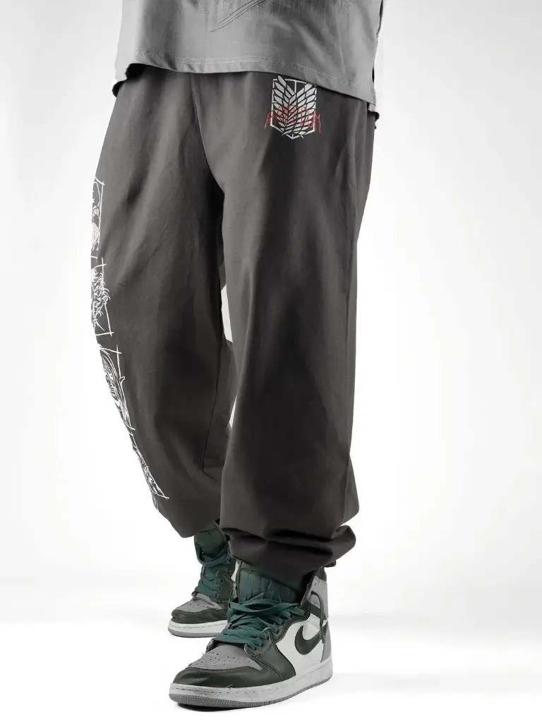 Men Attack on Titan Anime Printed Wings of Freedom Baggy Fit Jogger Track Pant