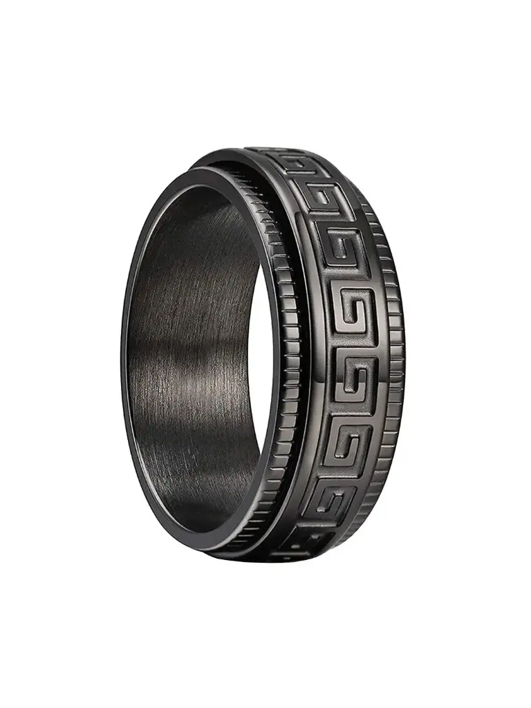 Men Oxidised Silver Plated Stainless Steel Finger Ring