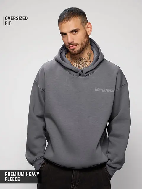 Hooded Pullover: Slate Men Oversized Hoodies