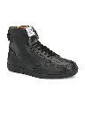 Men Black Solid Synthetic Leather Mid-top Ankle Boots