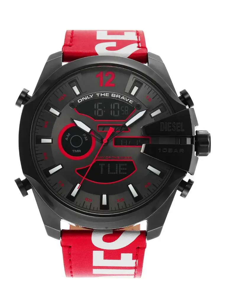 Men Patterned Dial & Multicoloured Leather Straps Analogue and Digital Watch DZ4647