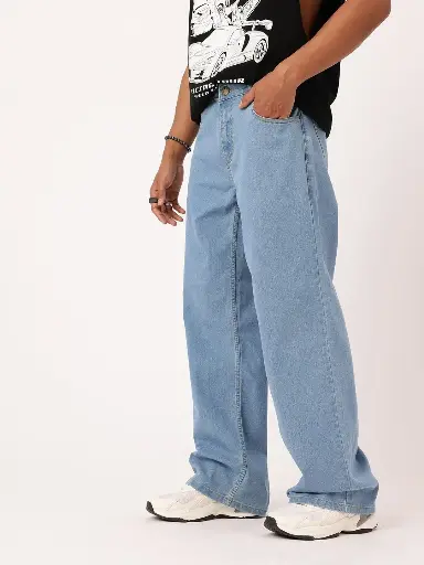 Men Modern Grunge Wide Leg Jeans