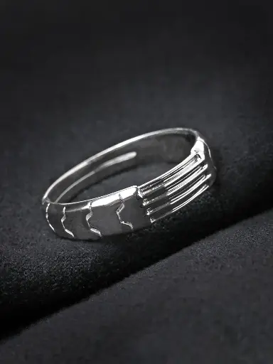 Men 925 Sterling Silver Rhodium-Plated Finger Ring