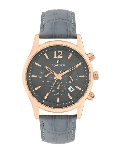 Men Brass Dial & Leather Textured Straps Analogue Watch G 1975 WL-27