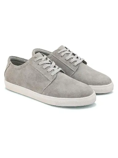 Men Light Grey Round Toe Massage Footbed Memory Foam Sneakers