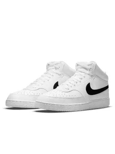 Men White Court Vision Leather Sneakers