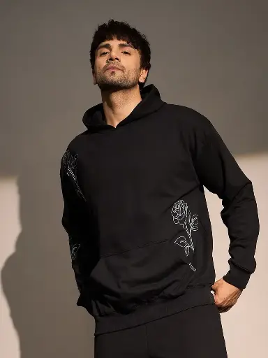 Men Embroidered Hooded Sweatshirt