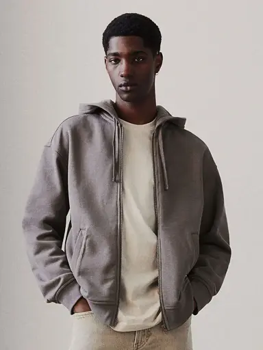 Loose Fit Zip-Through Hoodie