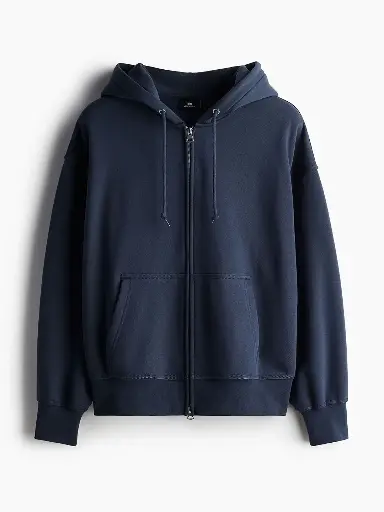 Men Oversized Fit Zip-Through Hoodie