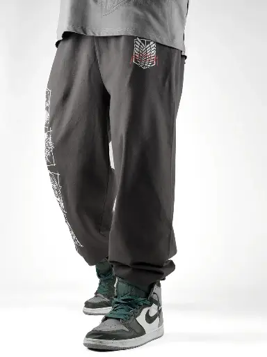 Men Attack on Titan Anime Printed Wings of Freedom Baggy Fit Jogger Track Pant