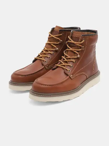Men Leather Flatform Mid-Top Boots