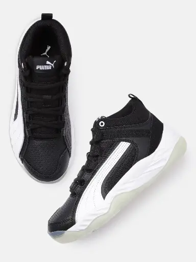 Unisex Black & White Perforations Rebound Future Evo Mid-Top Sneakers
