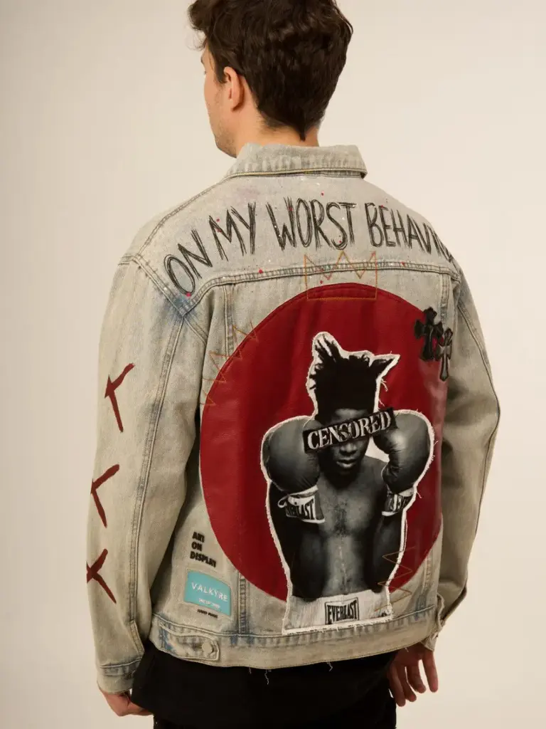 Unisex Cotton Graphic Printed Denim Jacket