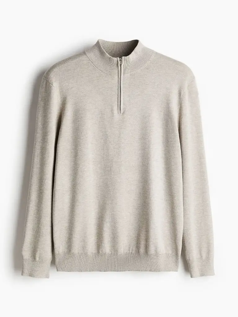 Slim Fit Zip-Top Fine-Knit Jumper