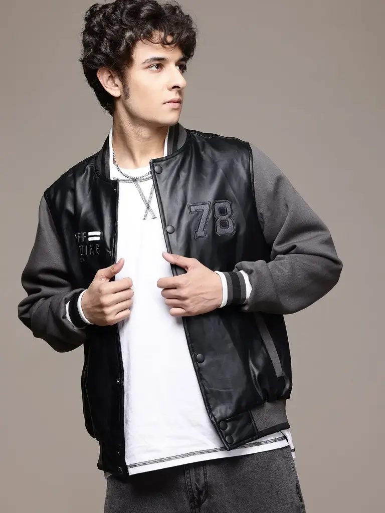 The Lifestyle Co. Typography Varsity Jacket