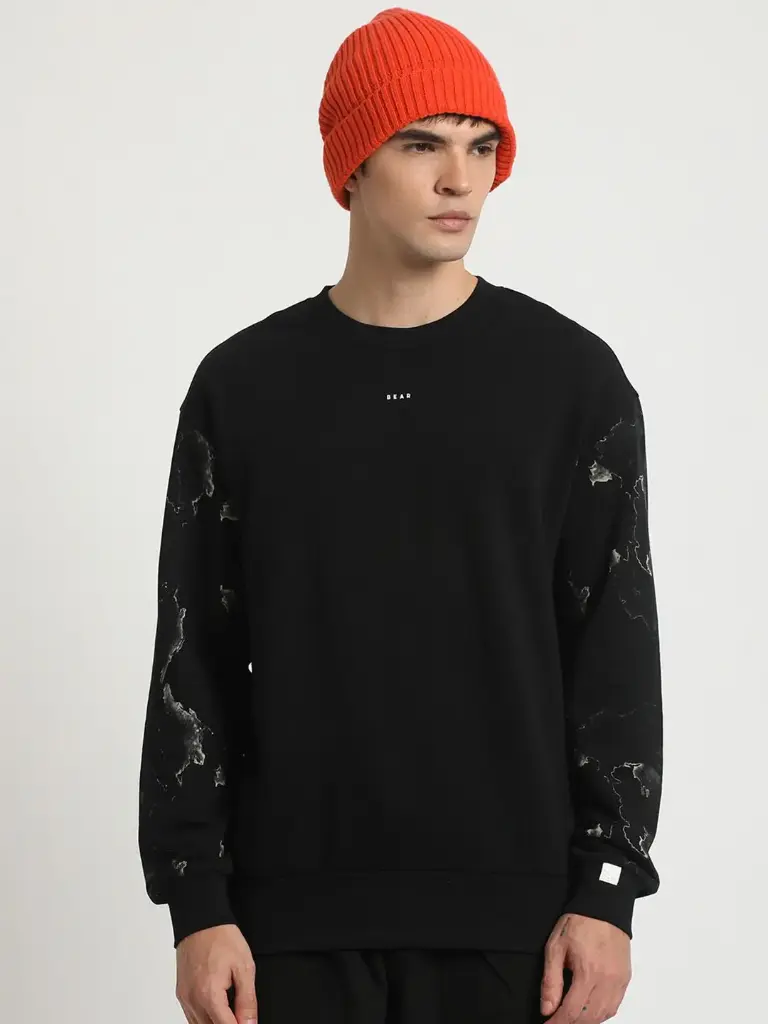 Abstract Printed Pure Cotton Pullover Sweatshirt