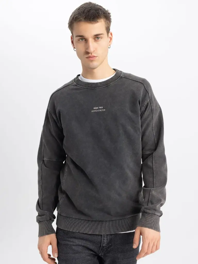 Round Neck Long Sleeves Pure Cotton Pullover