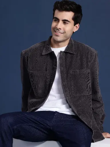 Men Corduroy Pure Cotton Shacket