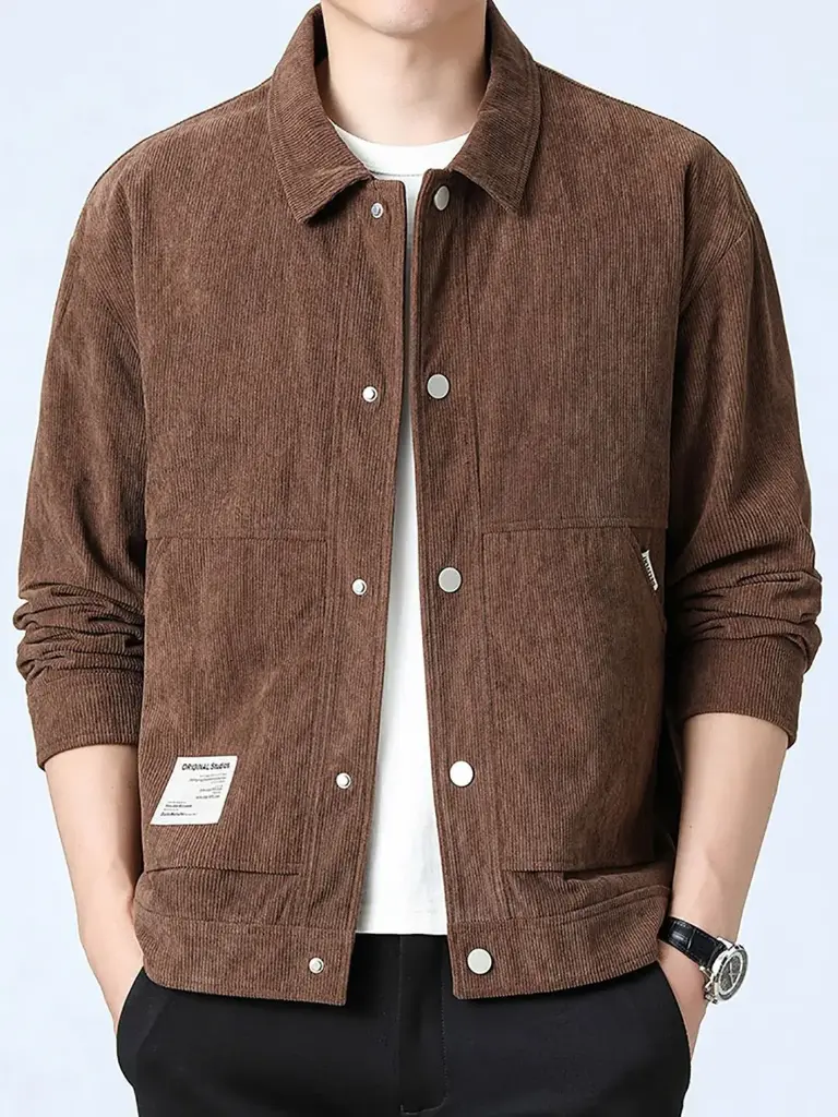 Men Spread Collar Self Design Casual Windcheater Jacket