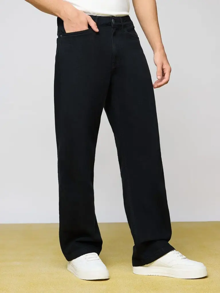Men Wide Leg High-Rise Jeans