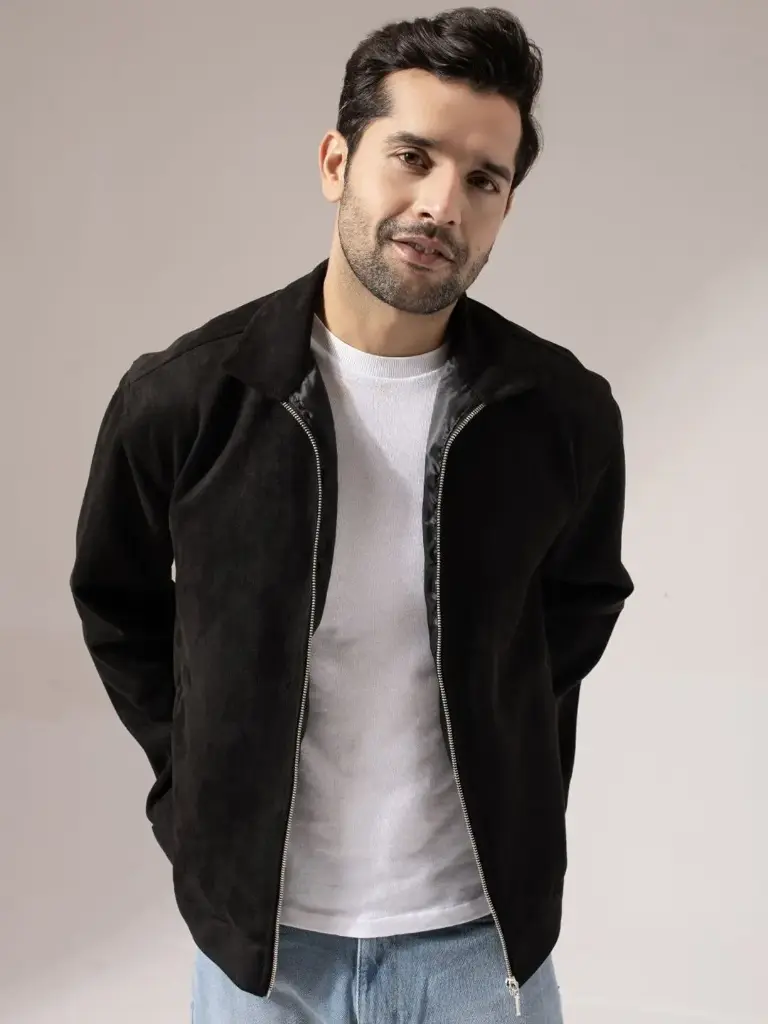 Men Suede Tailored Jacket