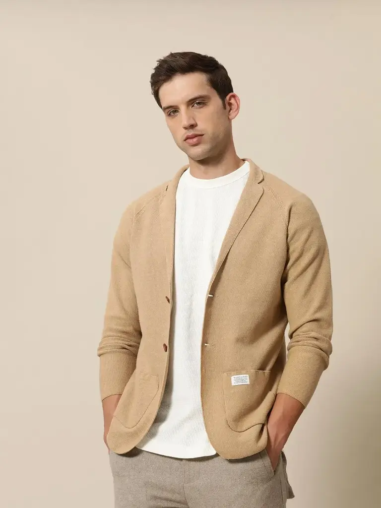 Tailored Fit Lightweight Knitted Single-Breasted Casual Blazer