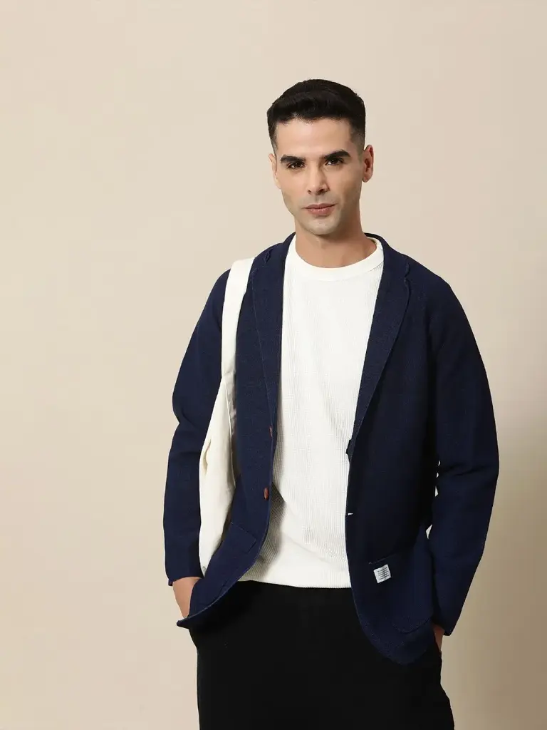 Tailored Fit Lightweight Knitted Single-Breasted Casual Blazer