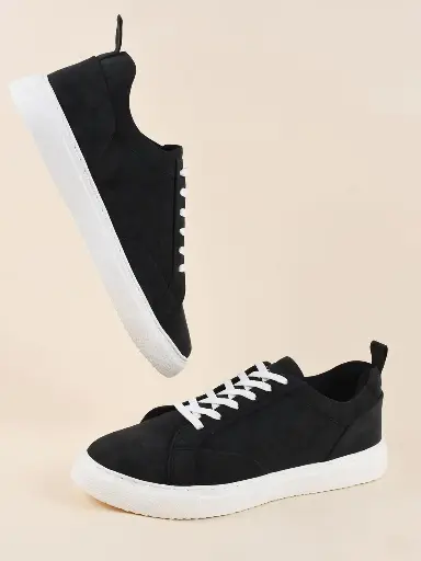 The Lifestyle Co. Men Black Lightweight Contrast Sole Lace-Ups Sneakers