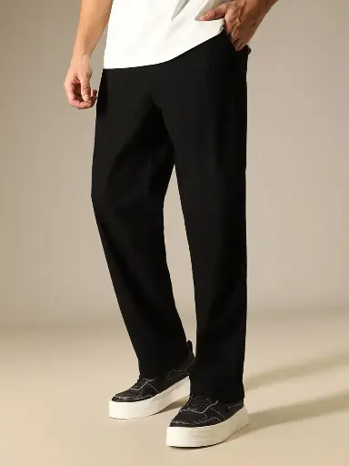 Men Solid Cotton Relaxed Corduroy Trousers
