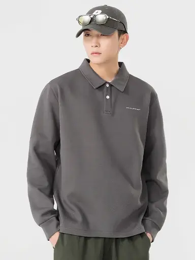 Men Solid Polo Collar Cotton Oversized T-shirt